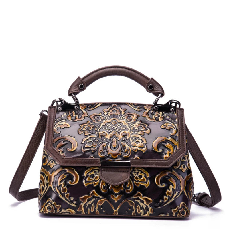 MOTAORA Womens Genuine Leather Luxury Handbag Handmade Embossed Vintage Shoulder Crossbody Bag New Arrival