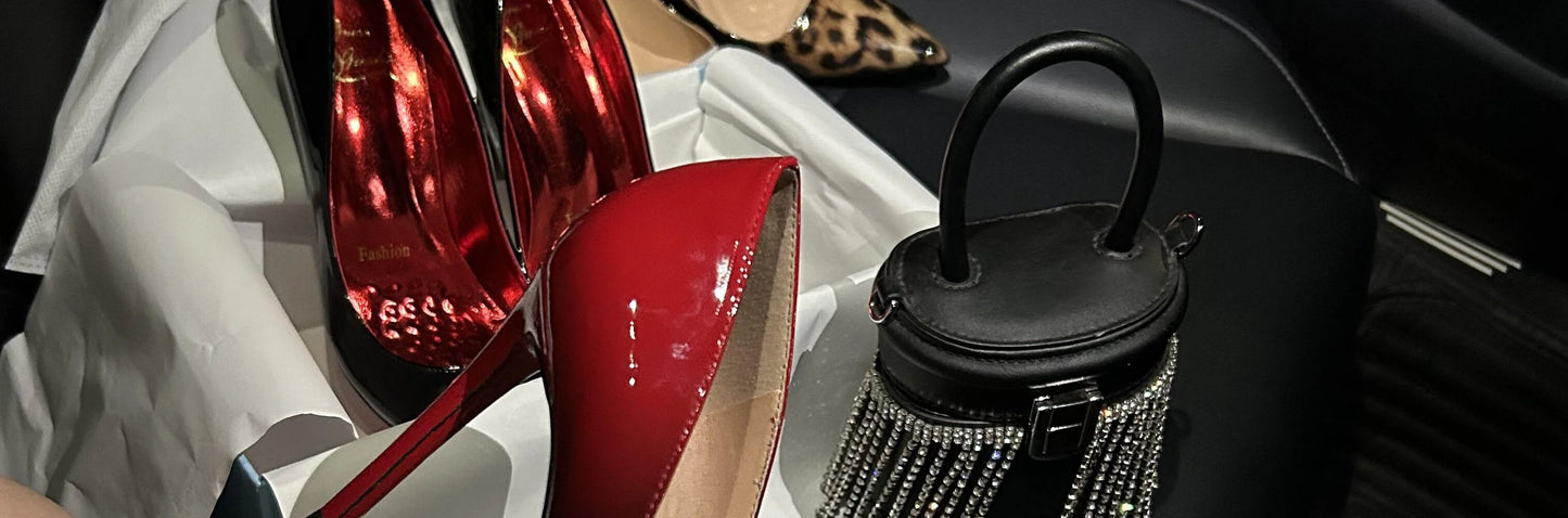 New Gradient Red Bottom Large Heels Sexy Leopard Pattern Pointed Professional Women's Shoes Black Graduation Single Shoes