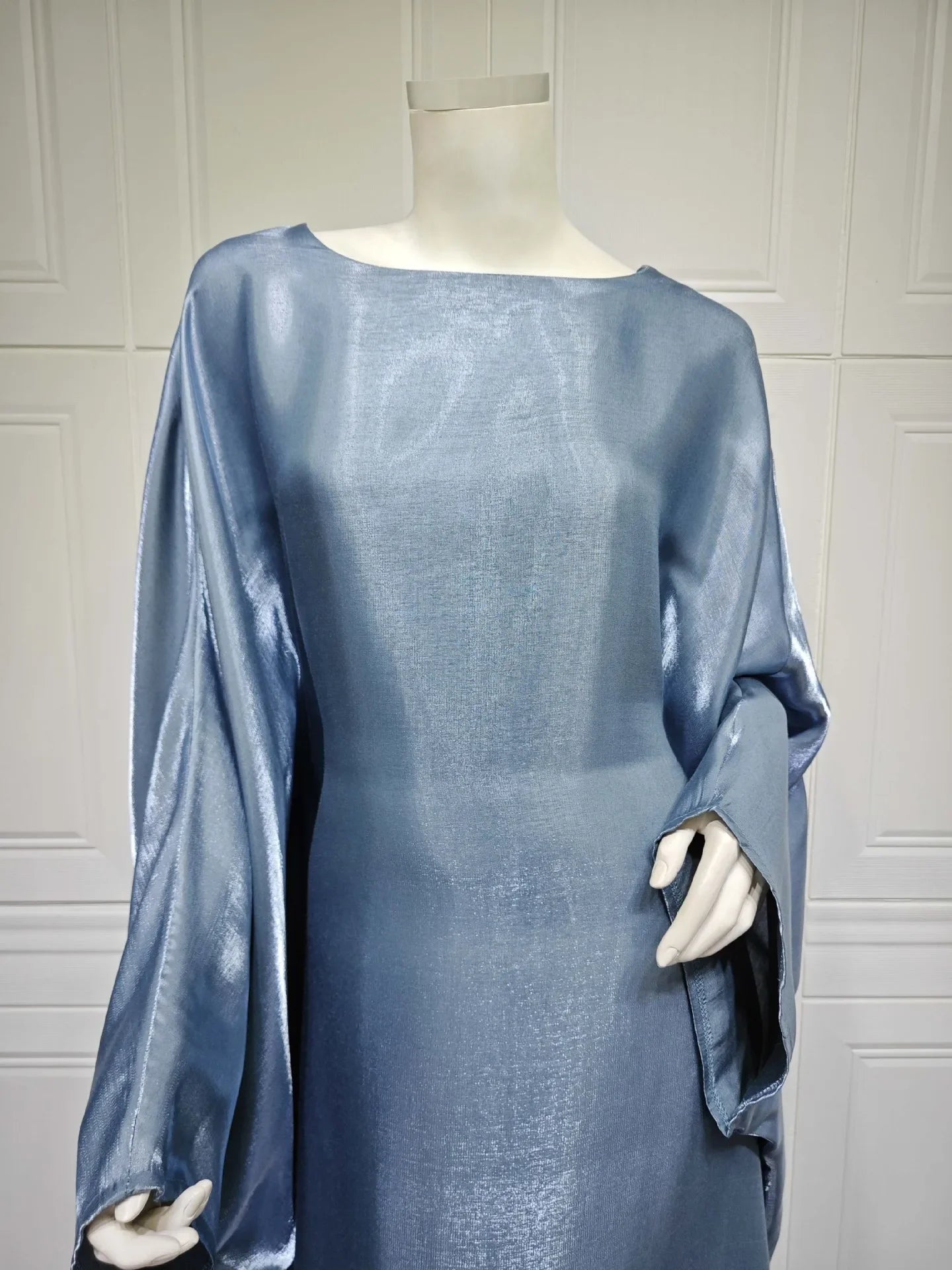 2024 Muslim Dress Women Summer Fashion Muslim Long Sleeve Satin Plus Size Long Abaya Kaftan Abaya Dubai Abaya Muslim Clothes
