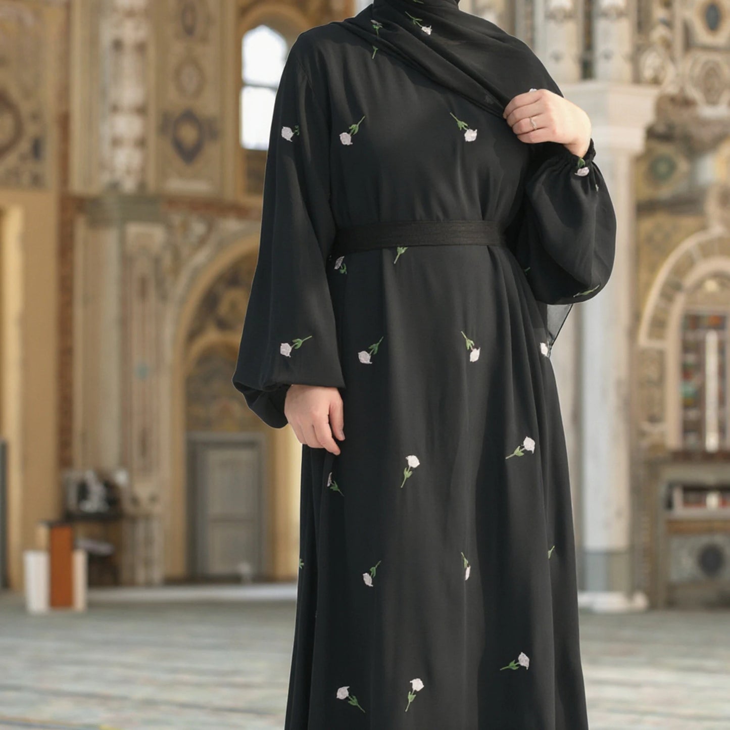 Black Muslim Kaftan Abaya Damen Dubai Arabic Embroidery Dresses Prayer Clothes Women Marocain Robe Femme Musulmane Vestidos New