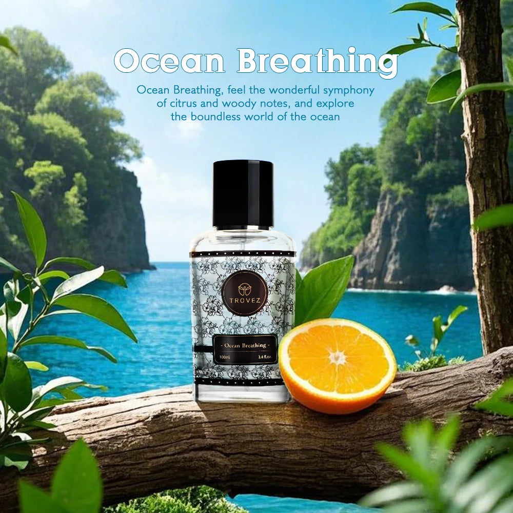 TROVEZ Ocean Breathing 100ml Perfume Elegant Fresh Fragrance Citrus Tone Unisex Perfume Long-lasting Scent Body Spray Scent Gift