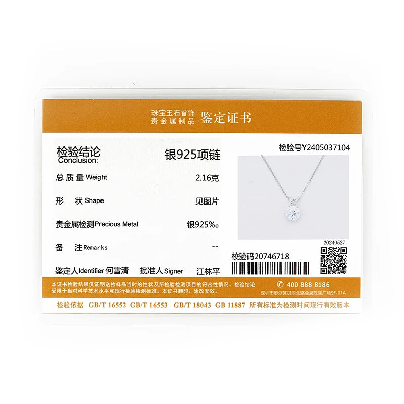 IOGOU Real 925 Silver Moissanite Jewelry Set Gold Plated 0.5-2ct Stud Earrings Solitaire Pendant Necklace Set for Women Men Gift