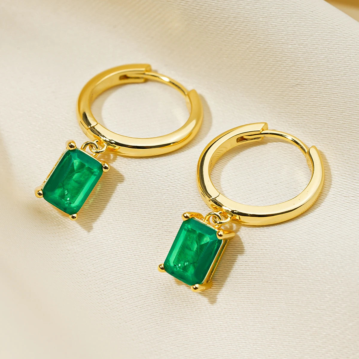 Lnngy Oval/Marqusie Cut Artificial Emerald Stud Earring for Women ohrringe silber 925 Sterling Silver Earring Daily Jewelry Gift