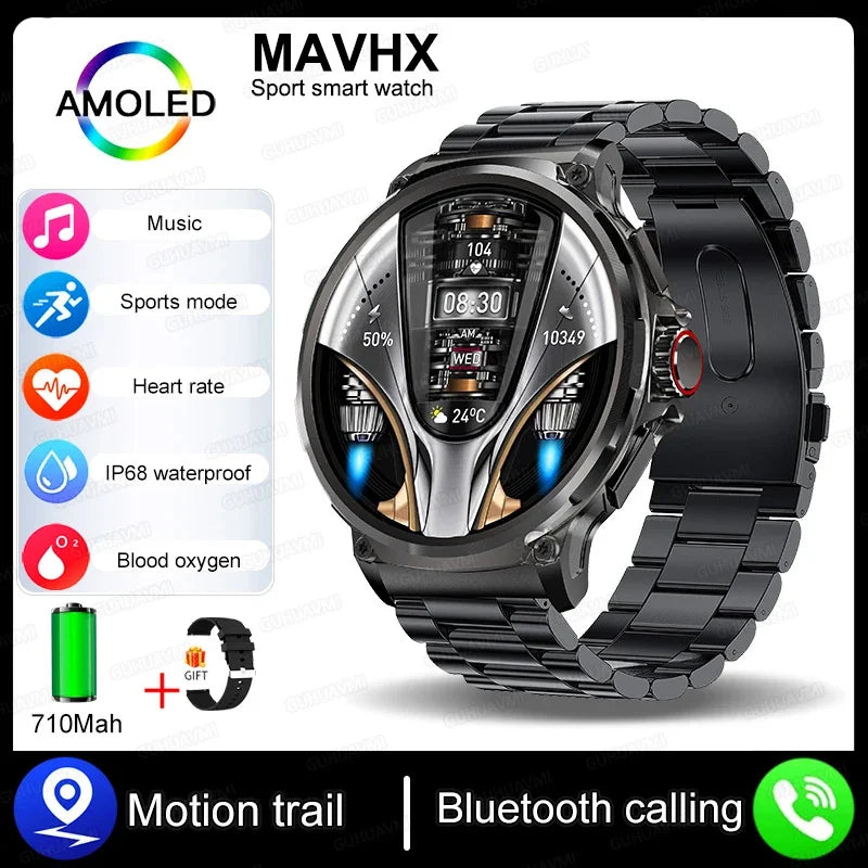 2025 New 1.85-Inch Ultra HD Smart Watch Men GPS Track Bluetooth Call 710 mAh Large Battery 400+Dial Smartwatch For Huawei Xiaomi