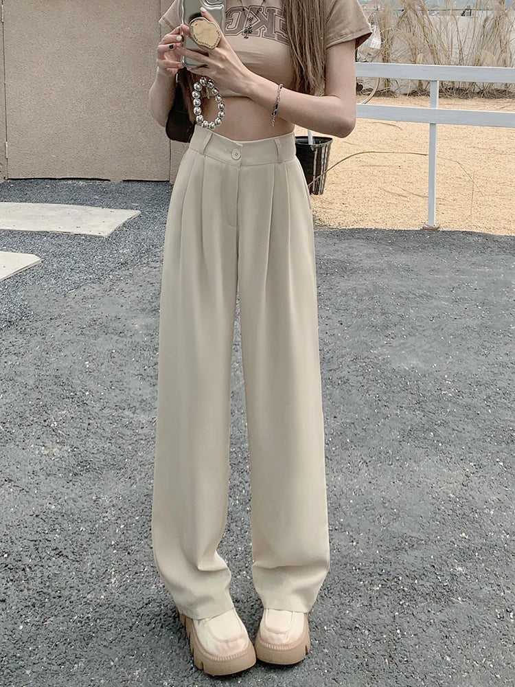 plus Size Women's Casual Wide Leg Pants High Waist Slimming Trousers Versatile Spring Faion Korean Sle Commute Pants