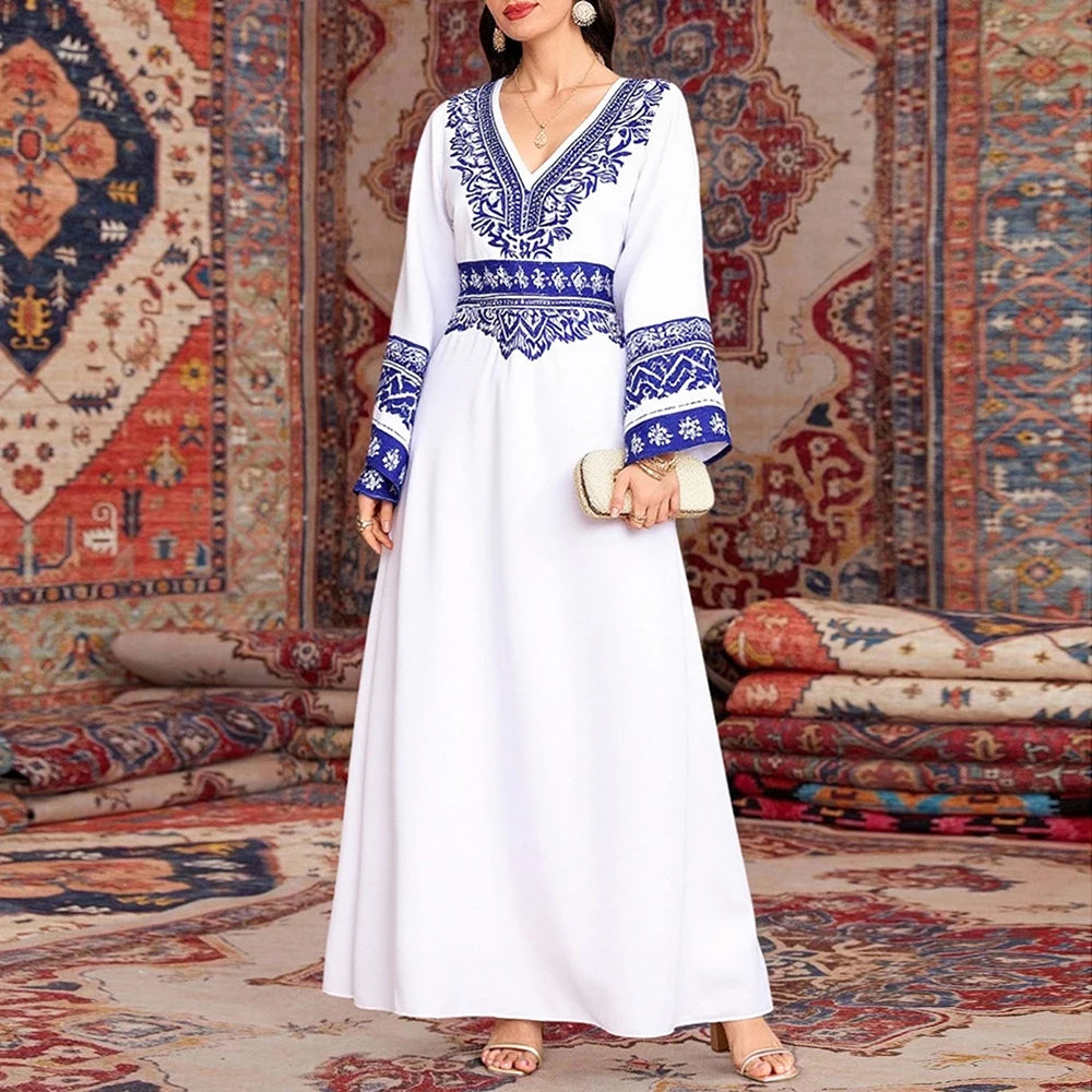 Rafiah Women's Dresses Summer Comfortable Elegant 2025 Plain Long Sleeve Plunge Neck
A-Line Midi Vacation Long Dress