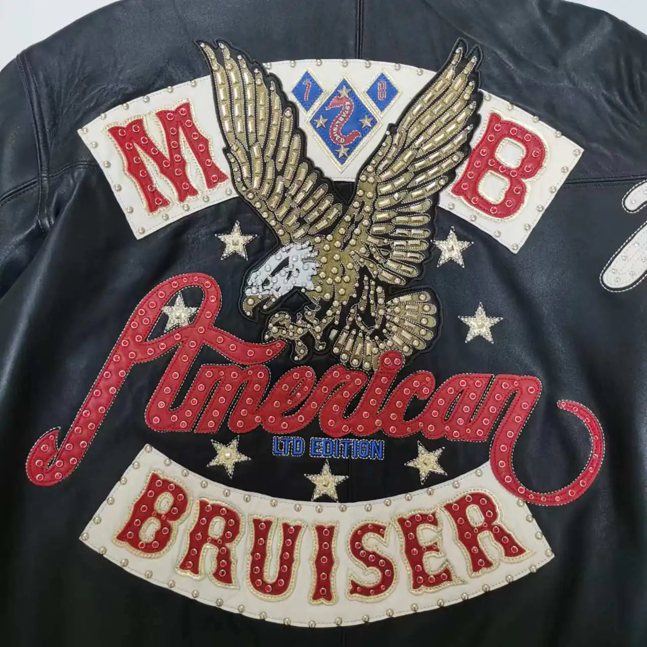 US size men's Hip Hop Sheep skin Varsity Jacket Embroidered Diamond Classic Casual Sport genuine leather Coat tops