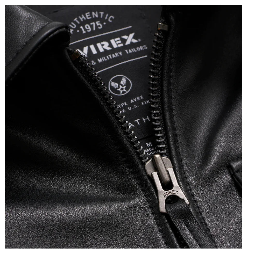 AVIREX Spring/Summer Aviator Clothing Men's Long Sleeve Shirt Jacket 100% Napa Sheepskin Leather Jacket US Size Simple Coat Top