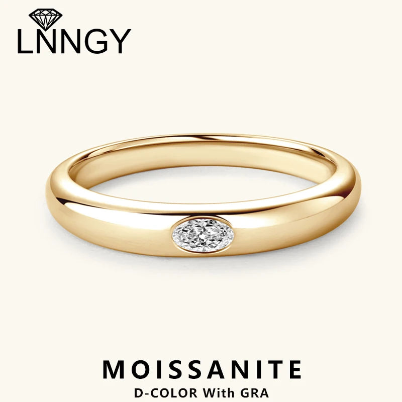 Lnngy 1.6mm Moissanite Diamond Rings Certified 925 Sterling Silver Marriage Ring For Women Couples Wedding Bands Jewelry Gift