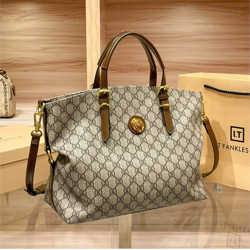 Women’s Light Luxury Retro Handbag – Large Capacity Shoulder & Crossbody Tote – 2025 High-End Fashion
