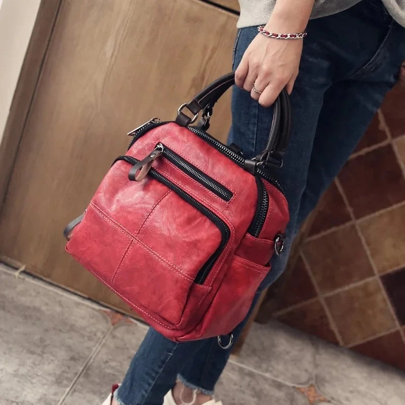 MOTAORA 2025 New Women Handbag Multifunction Leather Flap Bag Ladies Vintage Casual Backpack For Women Small Shoulder Bag Female