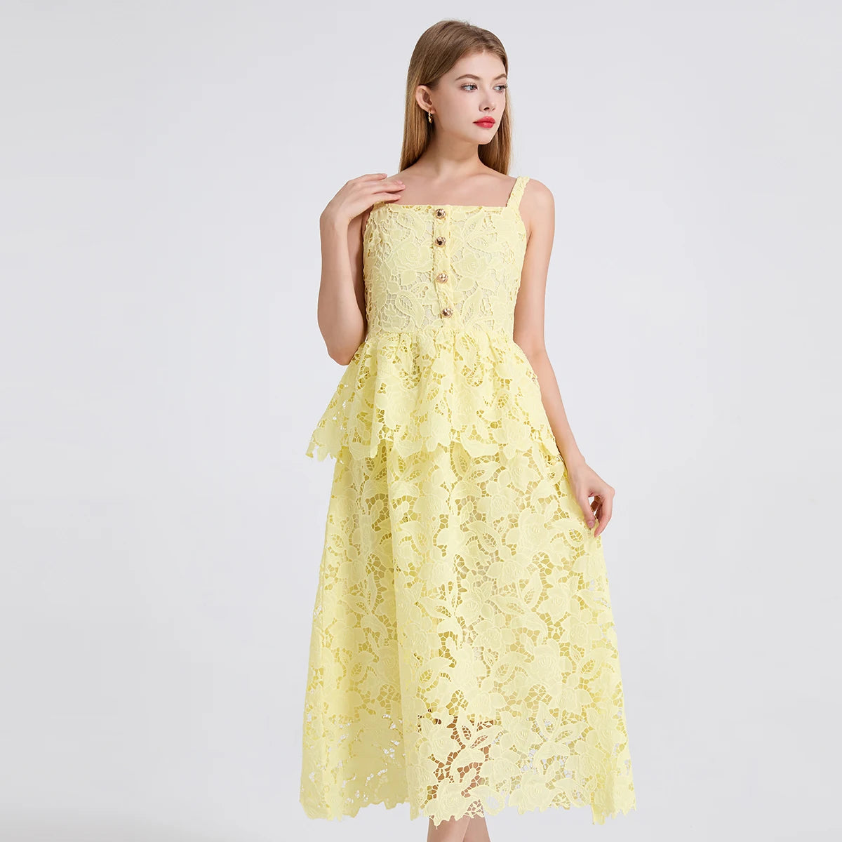 Women's Dress New Flower Embroidery Square Collar Long Dresses for Summer 2025 Backless Sleeveless Midi Dresses Party Dresses