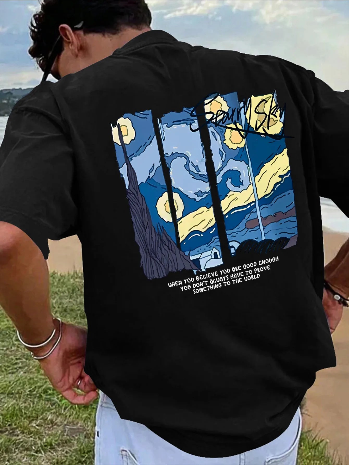 Men’s Summer 100% Cotton Casual T-Shirt Oil Painting Print | Loose Fit | Breathable Comfort