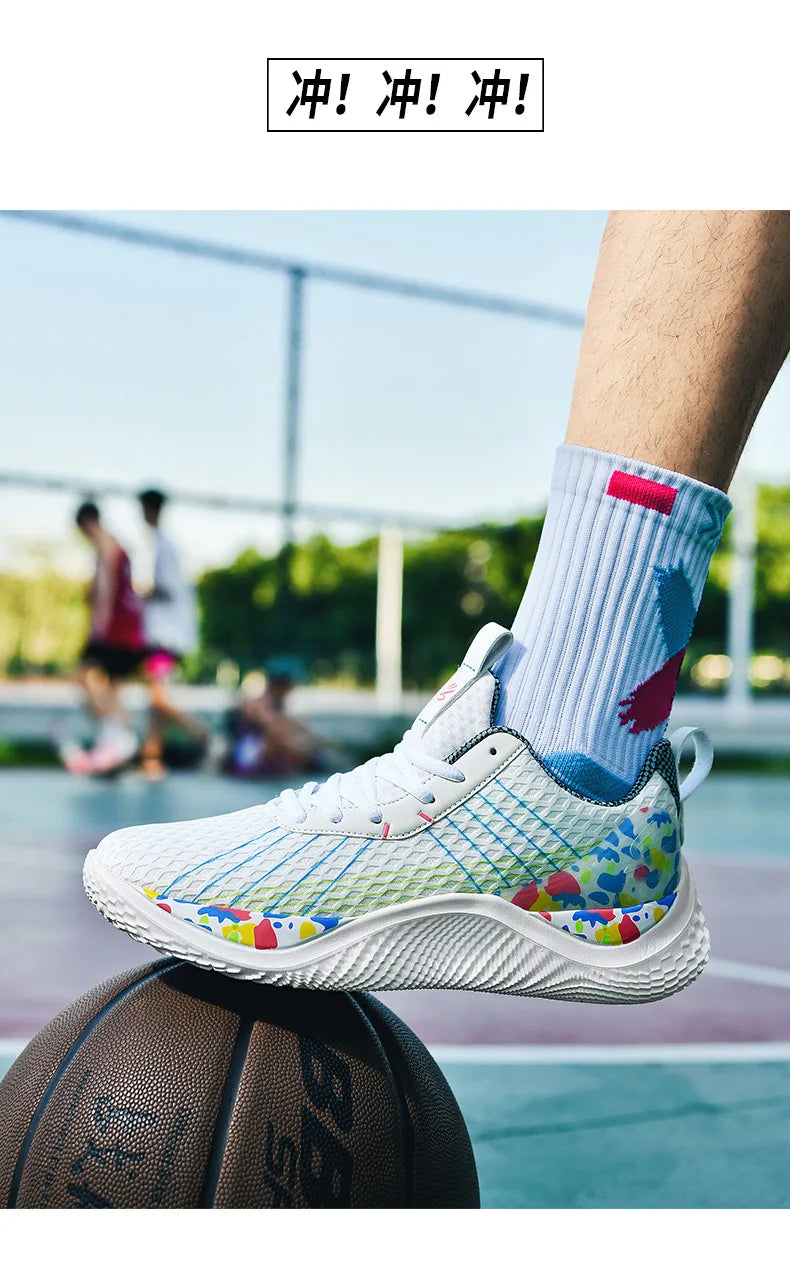 Summer New Men's Casual Shoes Breathable Comfortable Running Large Size Basketball Shoes Fashionable Versatile Couple Shoes