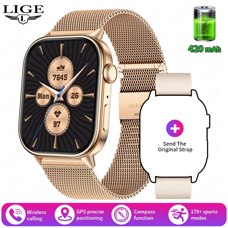 LIGE NEW GPS Smart Watch Men Compass Sports Fitness Bluetooth Call IP68 Waterproof Men Women Smartwatch For Xiaomi HUAWEI iPhone