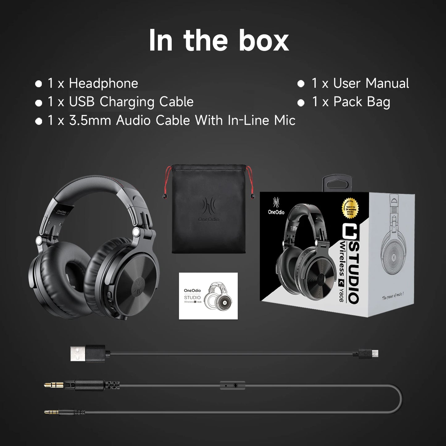 Oneodio Wireless Headphones Bluetooth 5.2 Headset Over Ear Stereo Super Bass Earphones With Microphone For Phone PC Sport