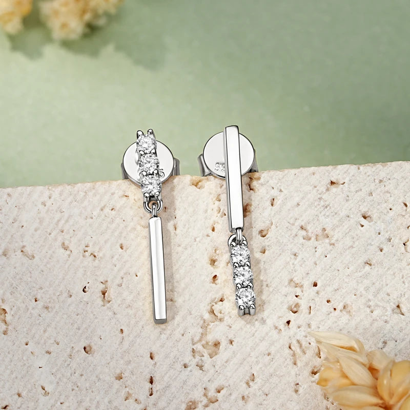 Lnngy Pendientes Plata 925 Sterling Silver Stud Earring for Women Mini 2mm Moissanite Earrings Fashion Tassel Jewelry Gift