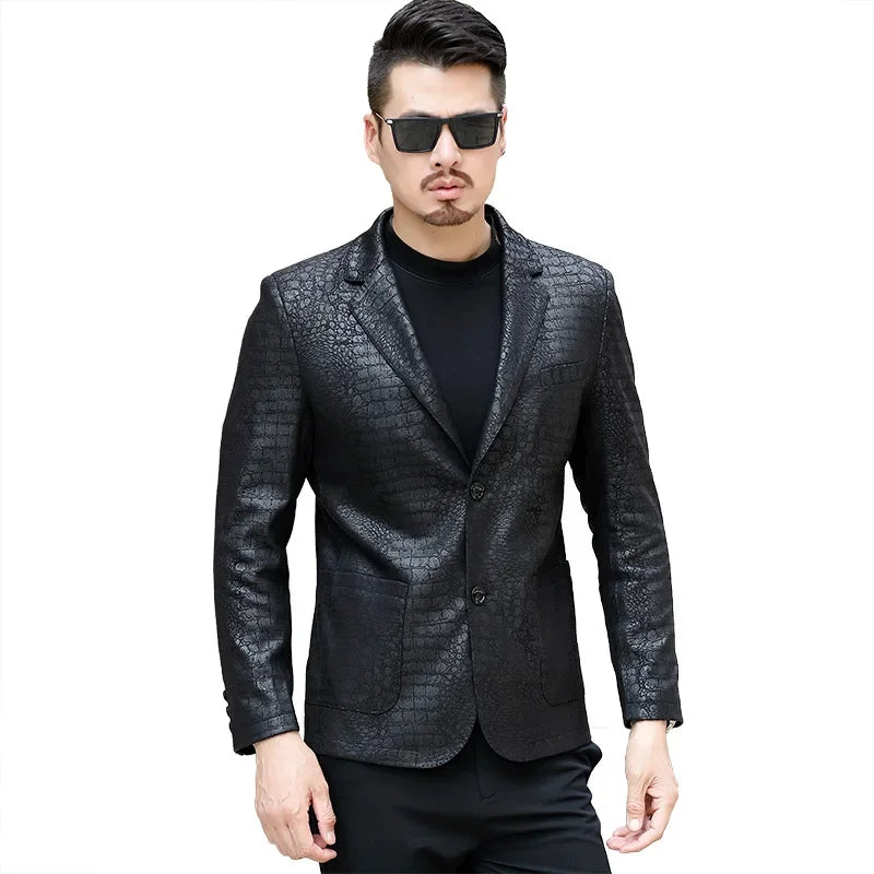 Spring Autumn New Suit Men Clothing Leather Jacket Male Leather Clothes PU Leather Coat Men's Suit Chaqueta Hombre FCY
