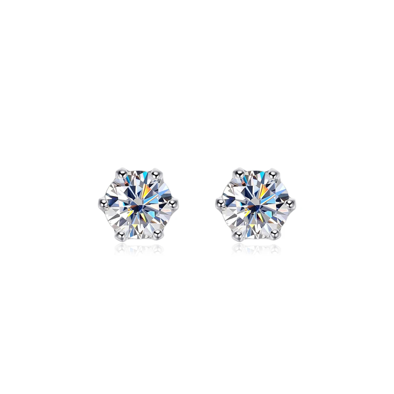 925 Sterling Silver Moissanite Diamond Stud Earrings for Women – 0.2 to 2 Carat D Color, White Gold Finish