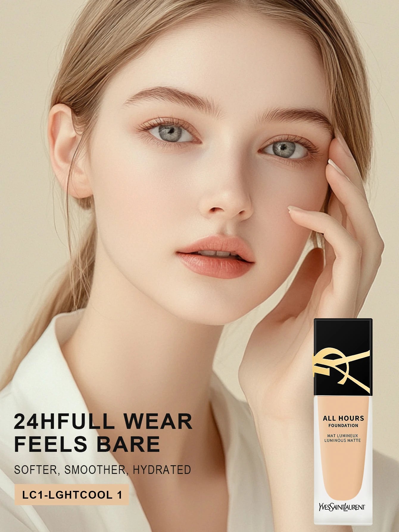 Yves Saint Laurent All Hours Foundation Full Cover Luminous Matte-All Day Long Wear SPF 20 #LC1 #LC2 #LN1 #LN4 - 0.84 fl.oz./25m