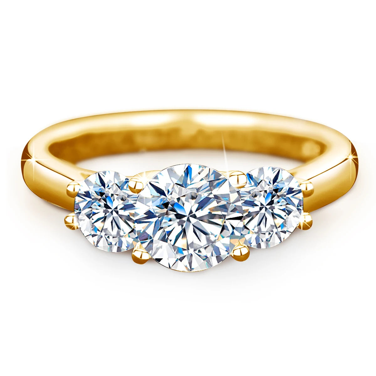 Yellow Gold Moissanite Rings for Women Total Is 2ct D Color VVS1Eternity Engagement Jewelry With Certificate Original Trend Gift