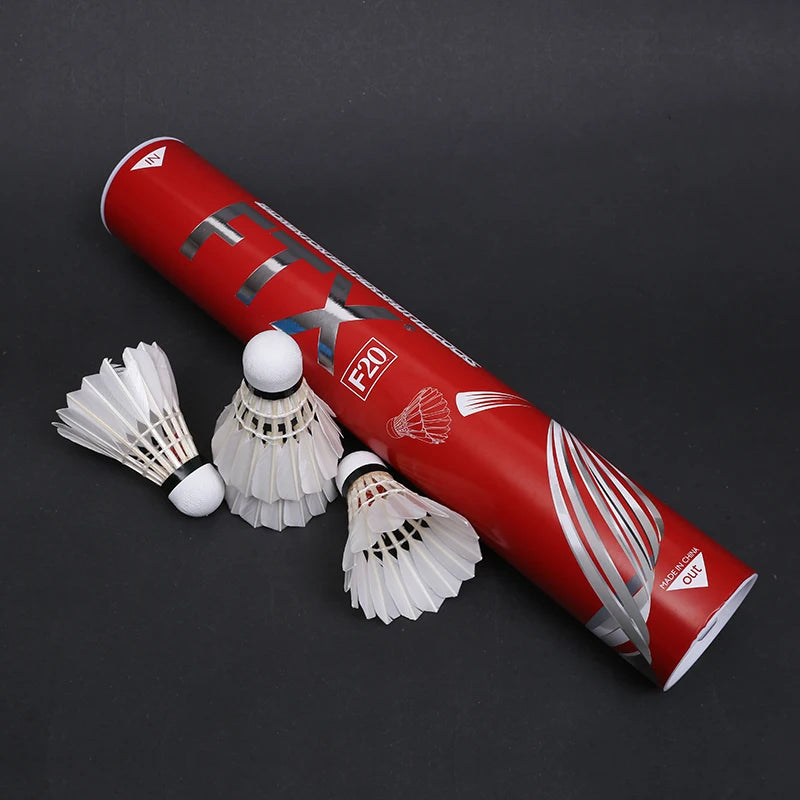 12 badminton A-grade duck feather cork ball heads, 76-speed competition training balls, durable and stable landing points