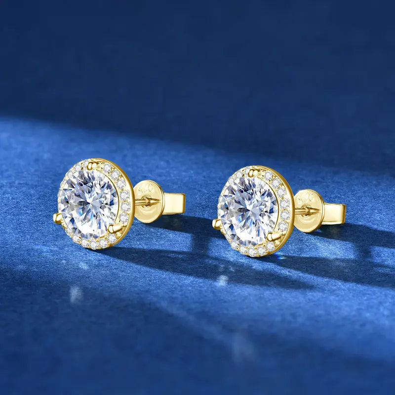 Lnngy Sparkling 5MM 6.5MM 8MM Certified Moissanite Earrings 925 Sterling Silver Round Stud Earring 2025 New Women Jewelry Gift
