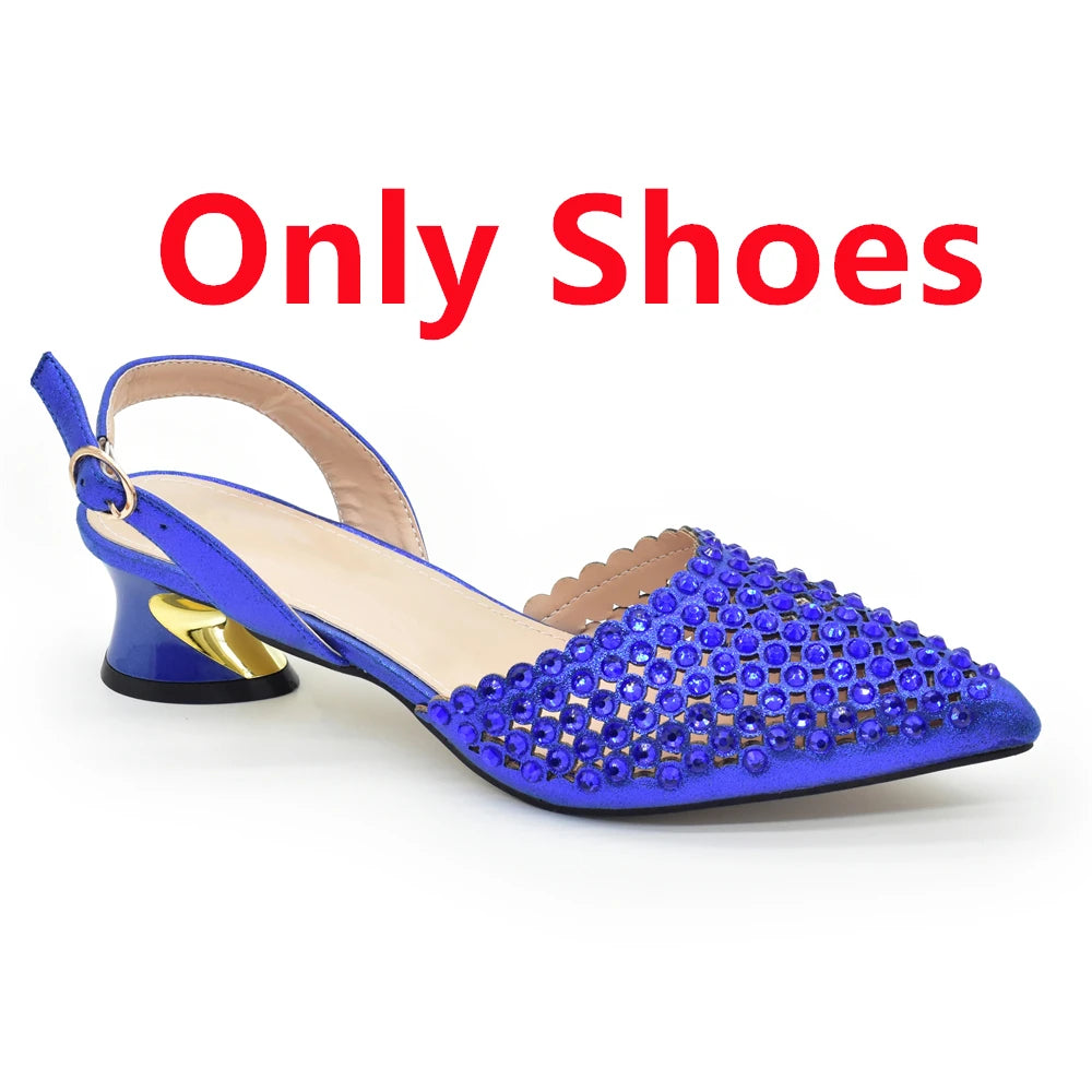 New Arrival Pointed Toe Women Sandals Shoes and Bag Set for Ladies Wedding Party Pumps Italian Shoes and Bags Matching Set