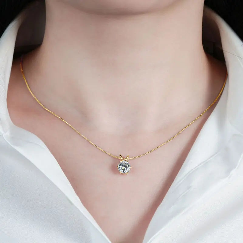 RAPRGOLD GRA Certified 0.5-5ct Moissanite Pendant Necklaces 925 Sterling Silver Solitaire Necklace Chain For Women Jewellry Gift