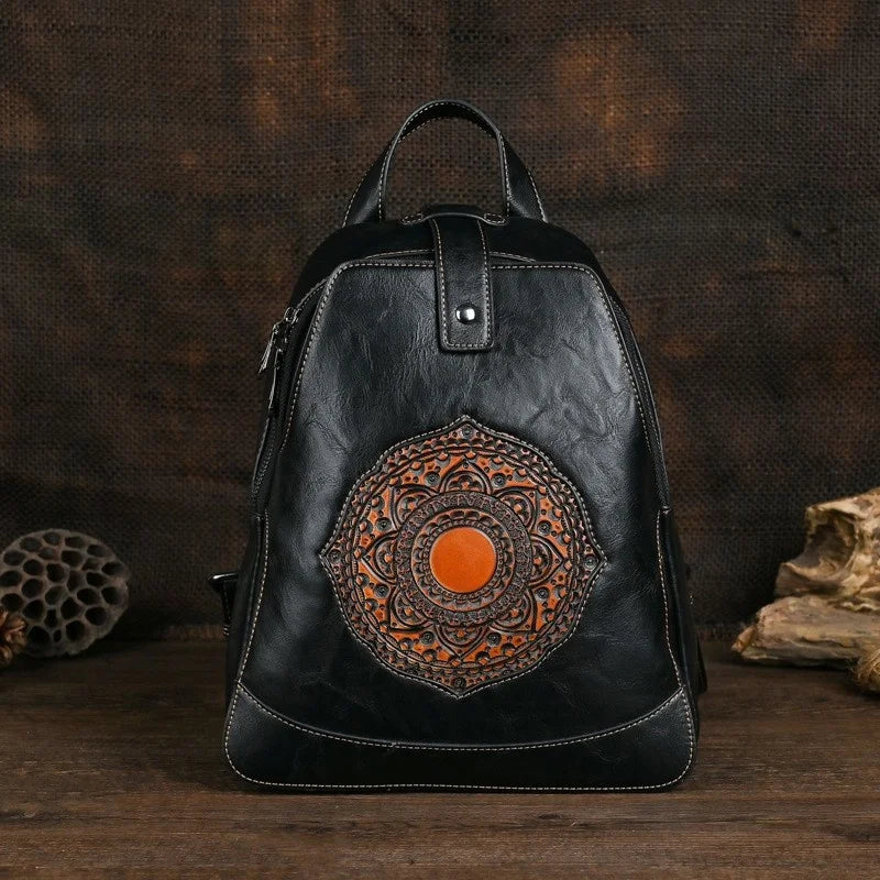 MOTAORA Vintage Large Capacity Backpack For School Teenagers Girls Women Leather Bag 2025 New Totem Embossed Travel Backpacks