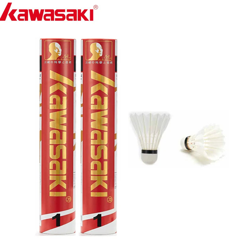 Kawasaki Tournament Level Shuttlecock Goose Feather Team 1 Badminton shuttle Professional Badminton Balls Speed 77'