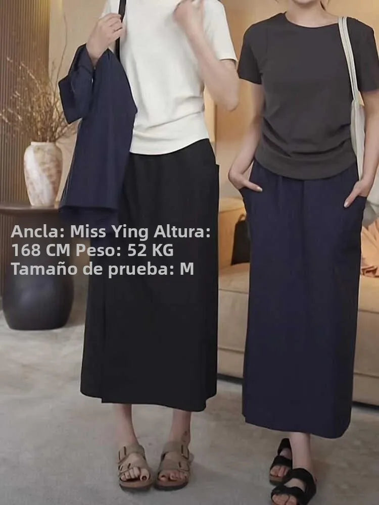 High Waist Wide Leg Pants Skirt Casual Loose plus Size Summer Trendy Slimming A-Line Skirt Commute Sle Eighteen Pants