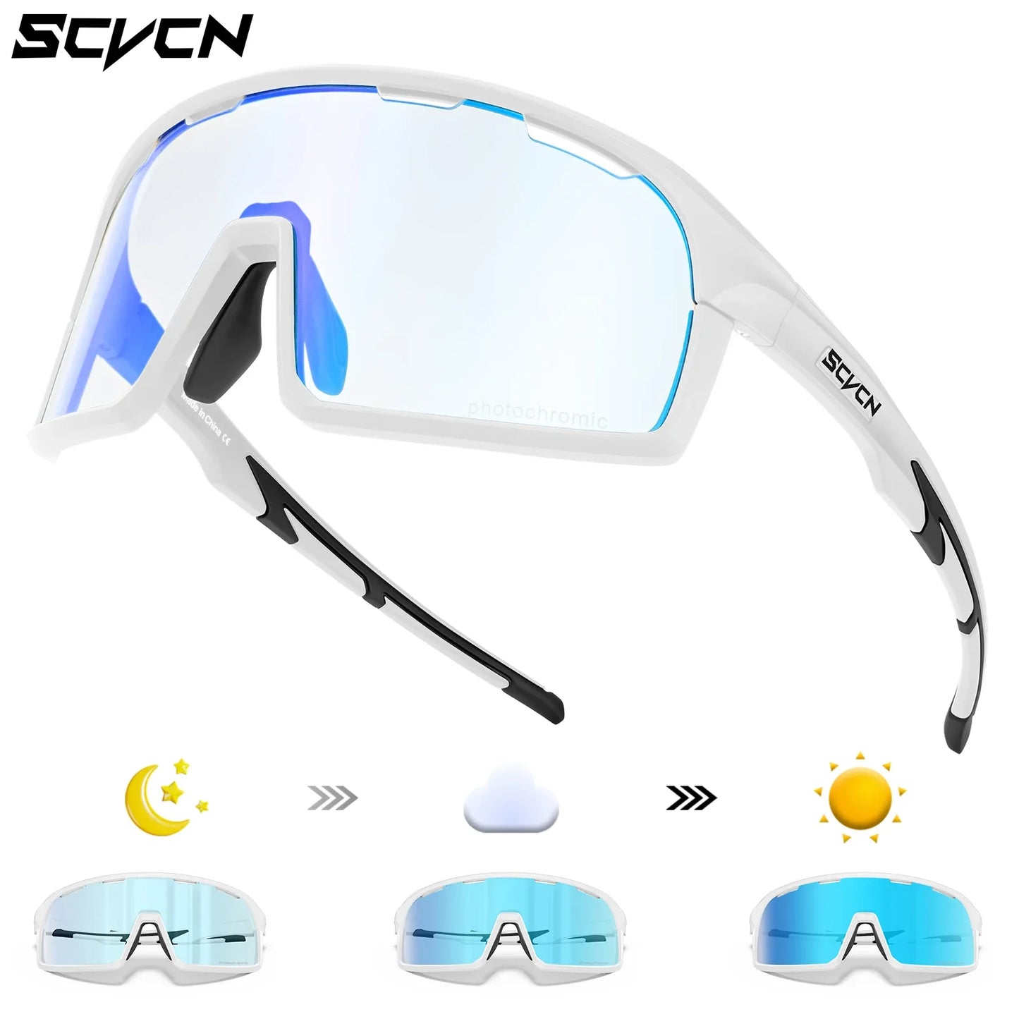 Scvcn Red Photochromic Sunglasses Cycling Blue Outdoor Sports Bike Glasses Man MTB Fishing Glasses Eyewear Bicycle Goggles UV400