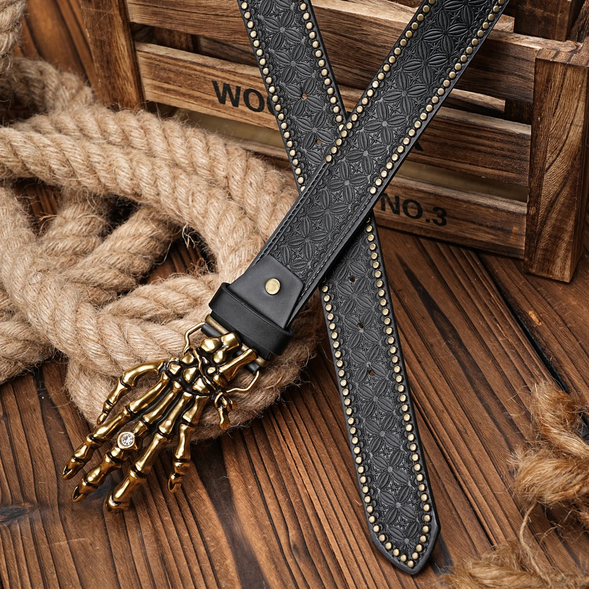 Men Women-Western-Cowboy-PU Leather-Belts - Vintage Belt Floral Engraved Buckle Belt for Jeans