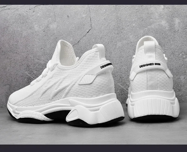 Invisible Heightening 8CM Men's Running Shoes Low Heel Soft Bottom Casual Sports Shoes Breathable Mesh Inner Lining EVA Insole