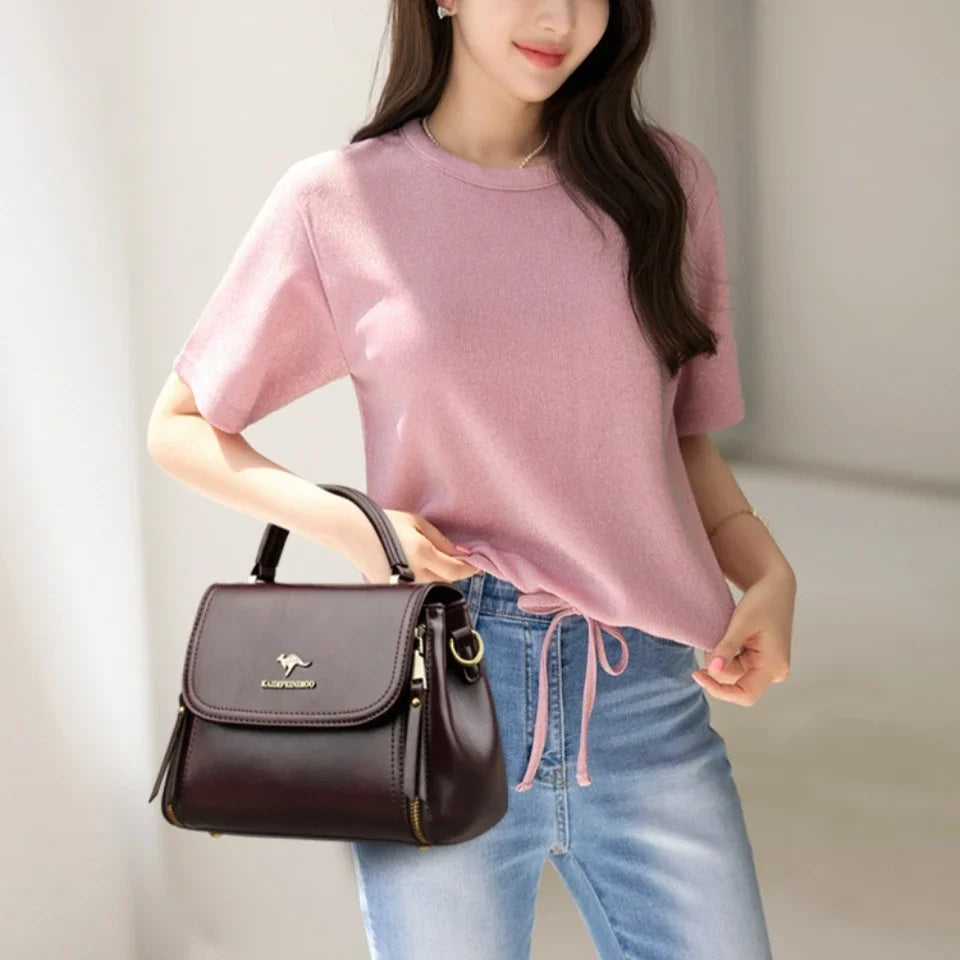 High Quality Soft Leather Tote Bag Fashion New Solid Ladies Purses and Handbags Large Capacity Shoulder Croosbody Bag for Women