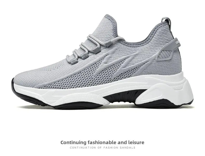 Invisible Heightening 8CM Men's Running Shoes Low Heel Soft Bottom Casual Sports Shoes Breathable Mesh Inner Lining EVA Insole