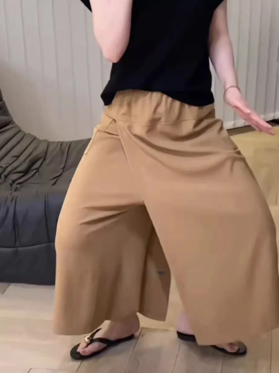 High Waist Wide Leg Pants Skirt Casual Loose plus Size Summer Trendy Slimming A-Line Skirt Commute Sle Eighteen Pants