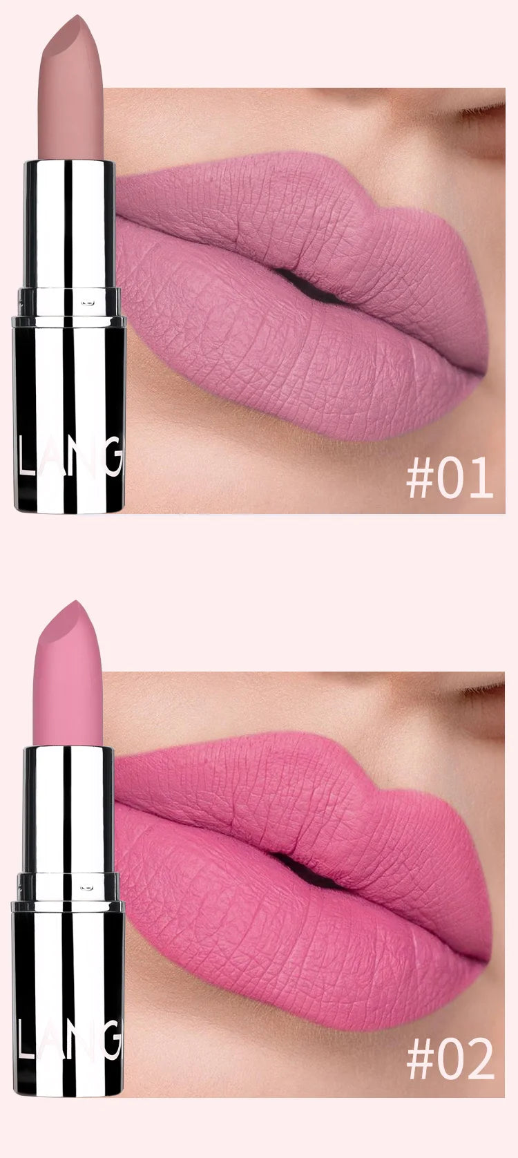 Langmani Silver Tube Matte Lipstick Non Staying Cup Makeup Lipstick 8 colors available