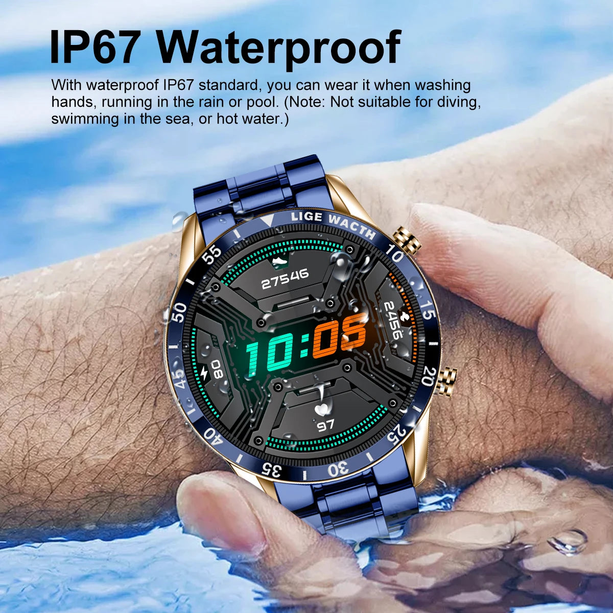 LIGE Original Smart Watch Men 1.39” HD Screen Bluetooth Call Men's Bracelet Heart Rate Blood Pressure Monitor Sports Smartwatch