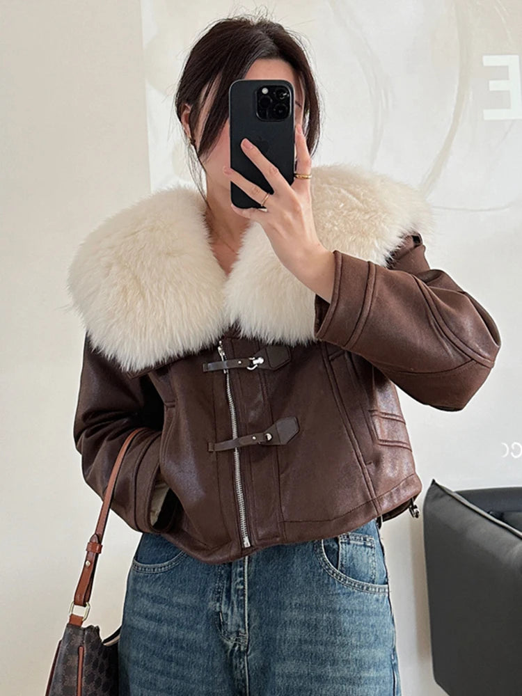 2023 New Fashion Womens Puffer Jackets Winter Natural Fox Fur Collar Goose Down Jackets Parkas Luxury Clothing