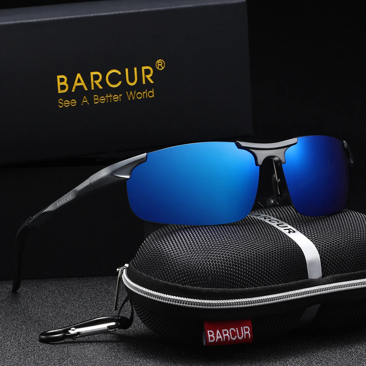 BARCUR Orange Fashion Polarized Sunglasses Aviation Aluminum Magnesium Alloy Metal Half Frame Glasses Men And Women Sunglasses