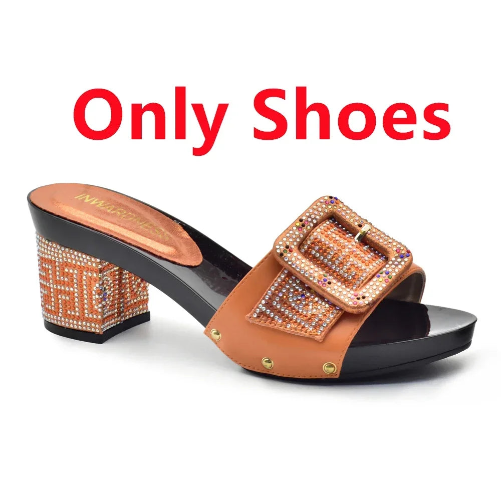 Peep Toe Slingback Pumps & Matching Bags – Italian Style Party Shoe Set with Rhinestone Luxury (Sizes 37-43)