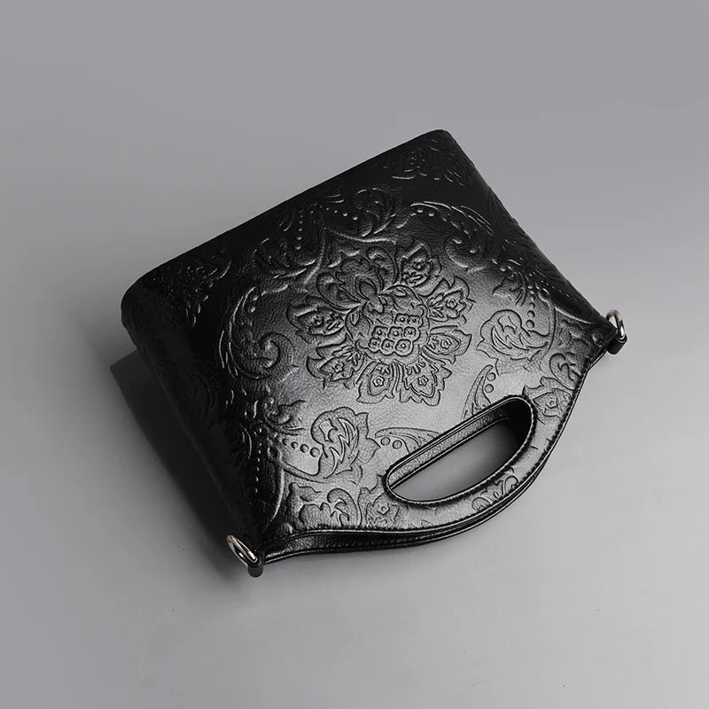 MOTAORA Women Leather Shouder Bag 2025 New High Quality Chinese Style Tote Bags Vintage Embossed Handbag Floral Retro Bag Ladies