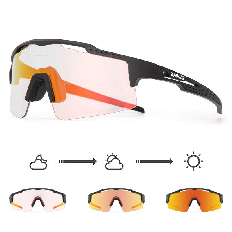 KAPVOE Photochromic Cycling Glasses Outdoor Sports Sunglasses for Man Bicycle Eyewear MTB Cycling Women Road Bike UV400 Goggles