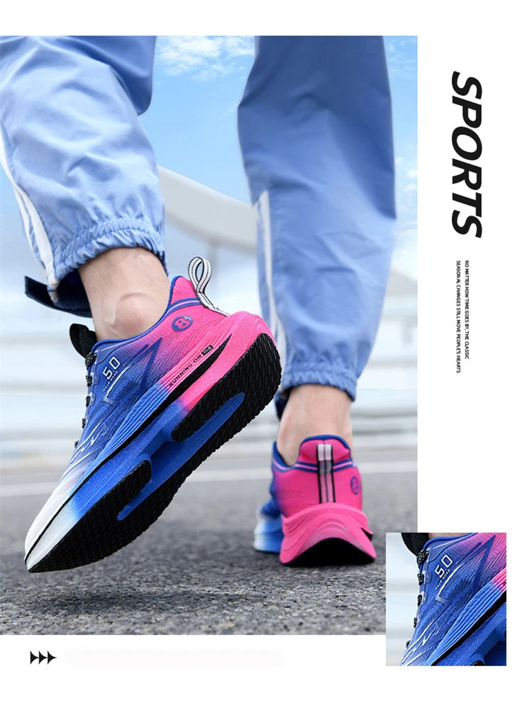 New Men's Carbon Plate Running Shoes Soft Cushion Shock Absorbing Sports Shoes Unisex Sneakers Light Anti-Slip Training Shoes