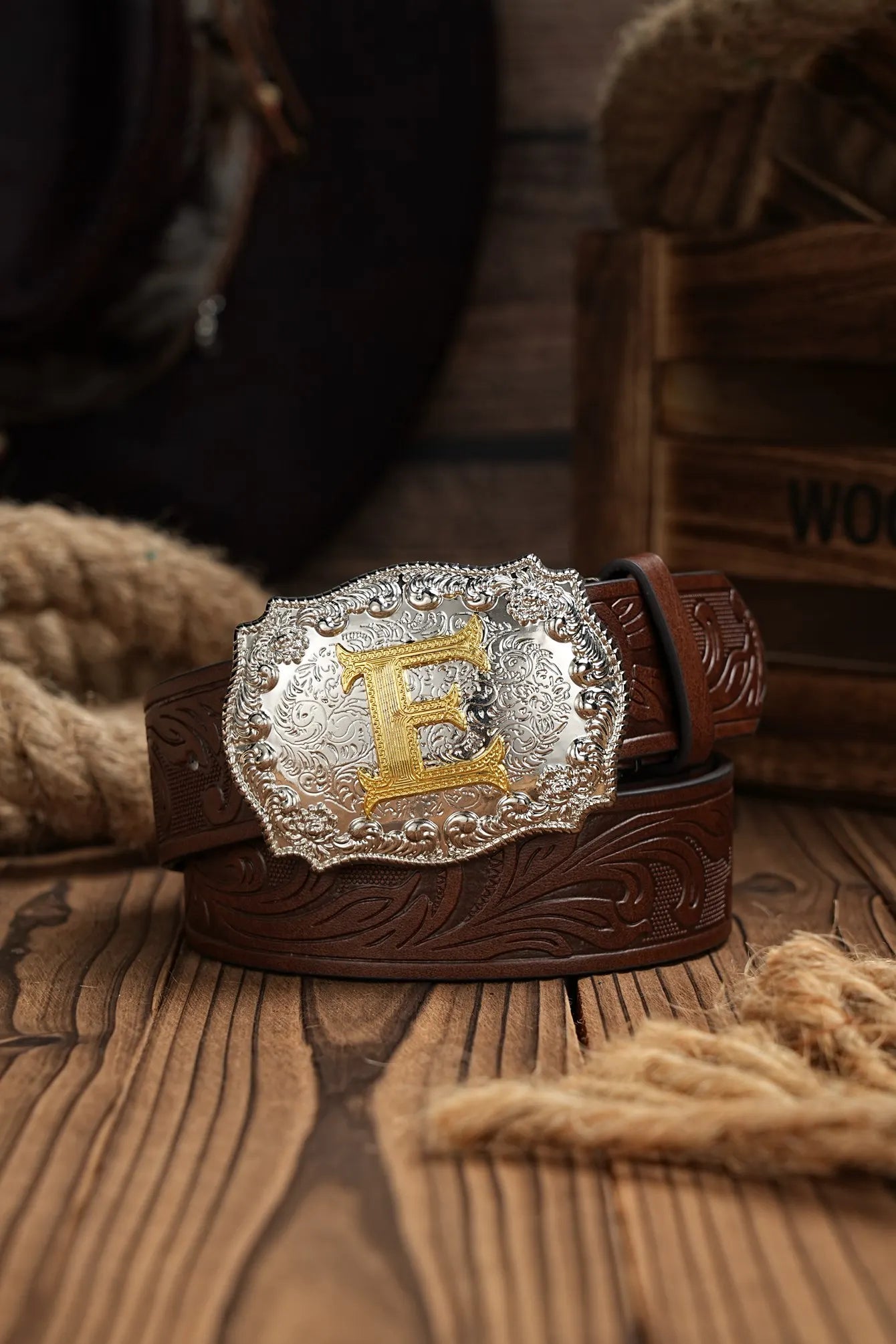 Western Cowboy PU Leather Belt - Men Waist Strap Bull Decoration Floral Engraved for Jeans
