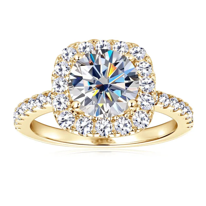 Lnngy 8mm 2ct Moissanite Halo Ring Certified 925 Sterling Silver Engagement Rings For Women Girls Wedding Party Jewelry Gift