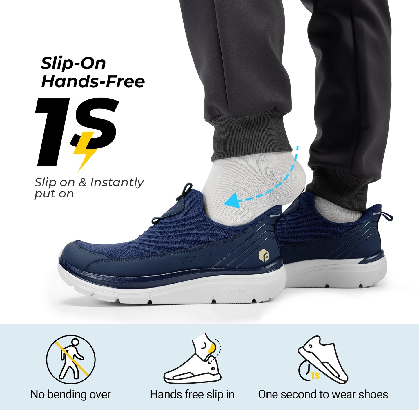 Fitville Wide Men's Slip-On Walking Shoes Lightweight Breathable Outdoor Casual Sports Running Shoes Sneakers For Swollen Feet