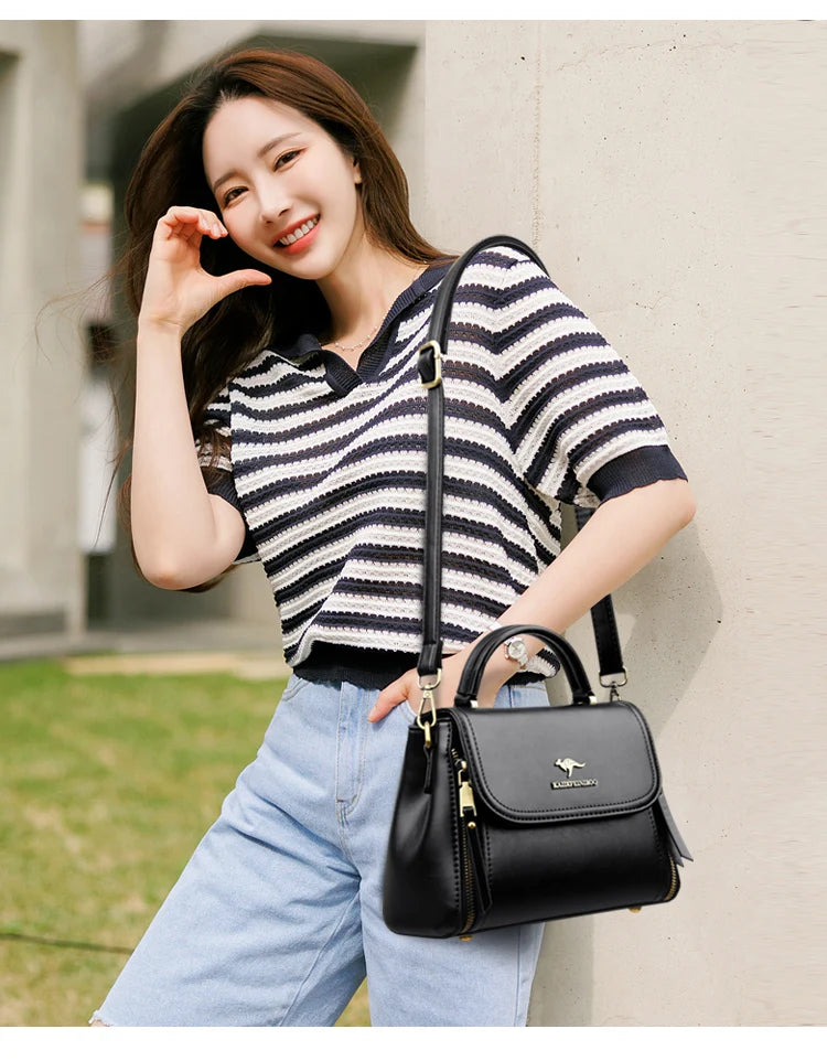 High Quality Soft Leather Tote Bag Fashion New Solid Ladies Purses and Handbags Large Capacity Shoulder Croosbody Bag for Women